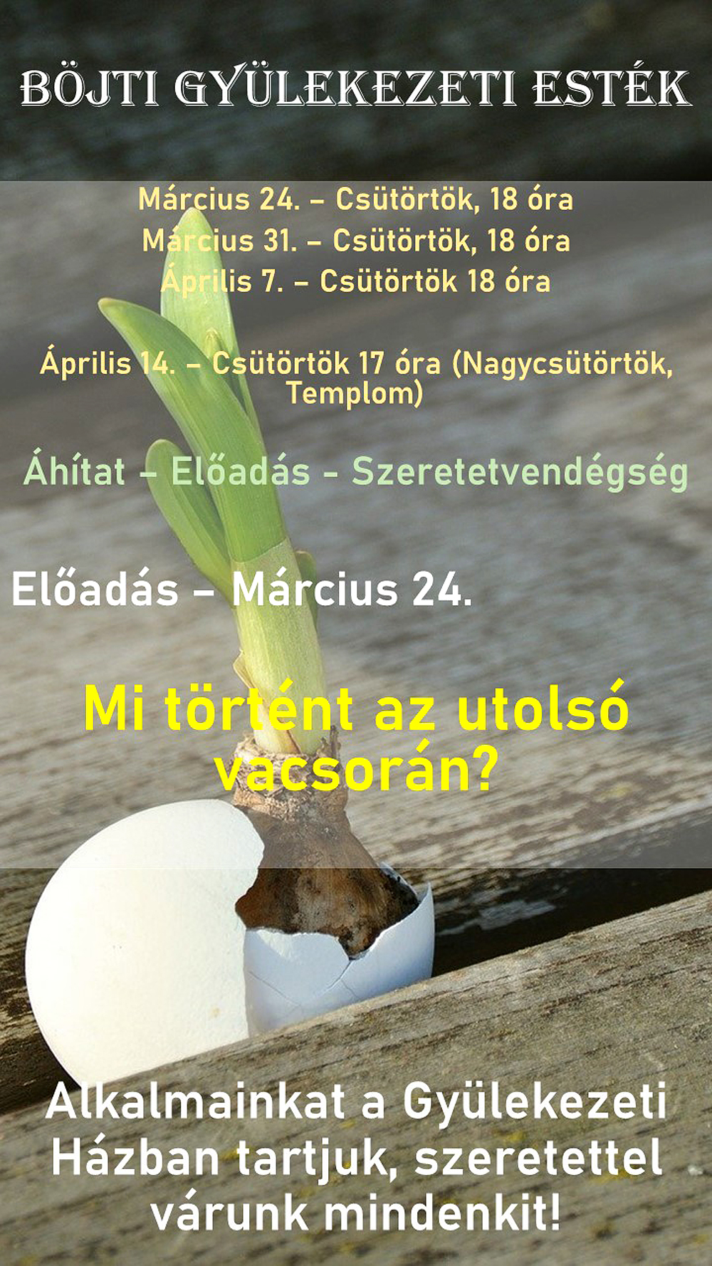 Böjti gyülekezeti esték