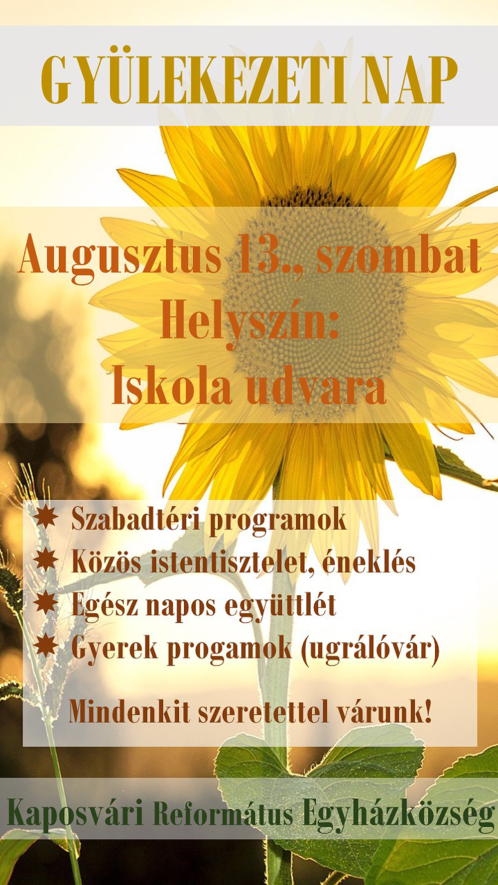 Gyülekezeti nap a Lorántffy iskolában – 2022. augusztus 13.