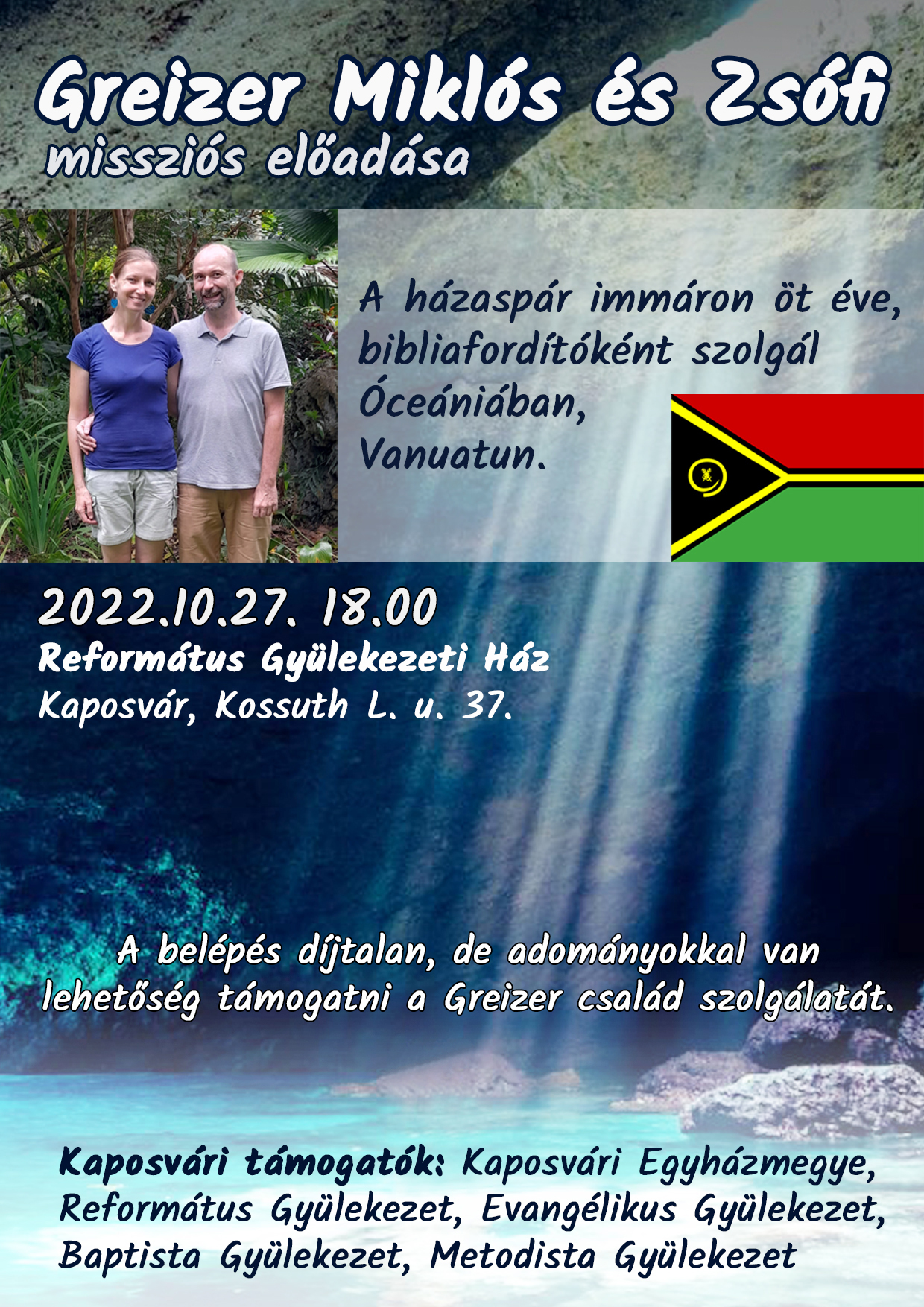 Greizer Miklós és Zsófi missziós előadása – 2022. október 27.