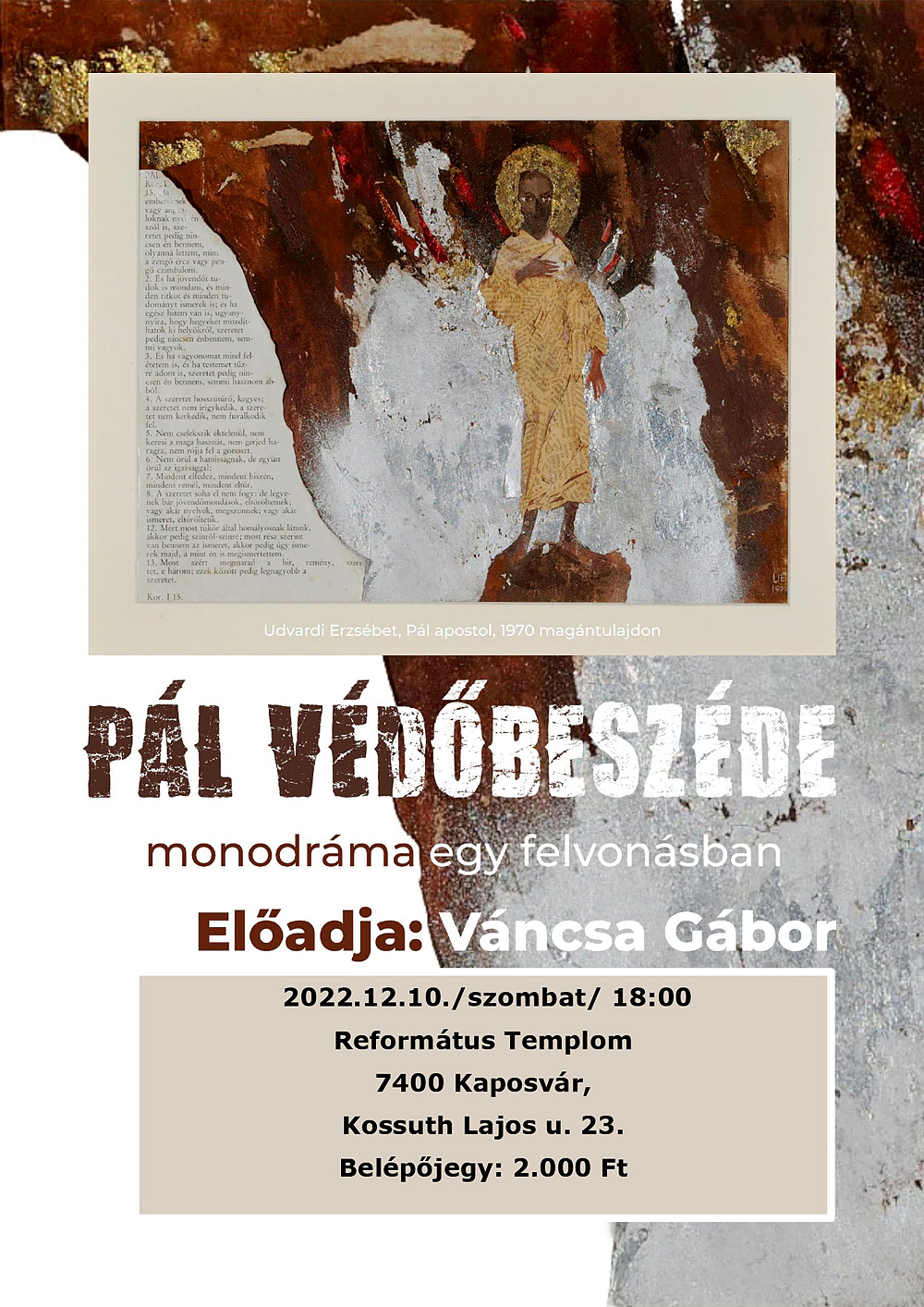 Pál védőbeszéde – monodráma egy felvonásban