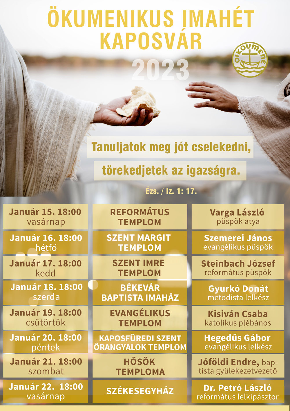 Ökumenikus imahét – 2023. január 15-22.