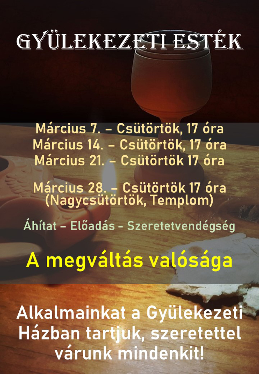 Böjti gyülekezeti esték 2024. március