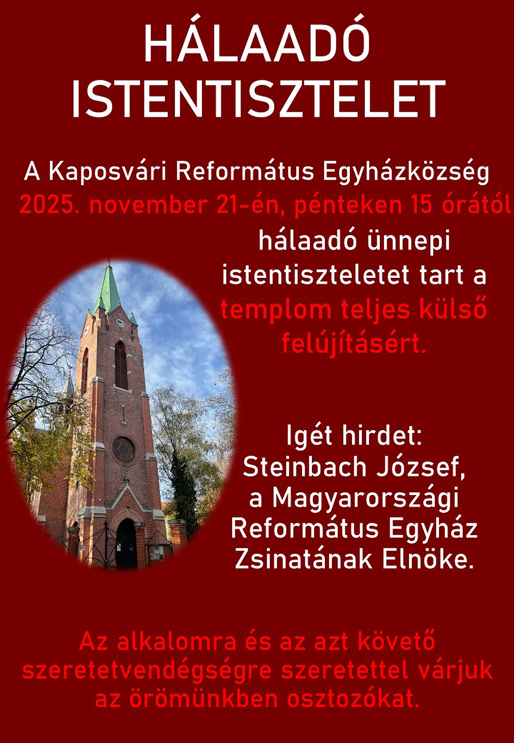 Hálaadó Istentisztelet – 2025. november 21.