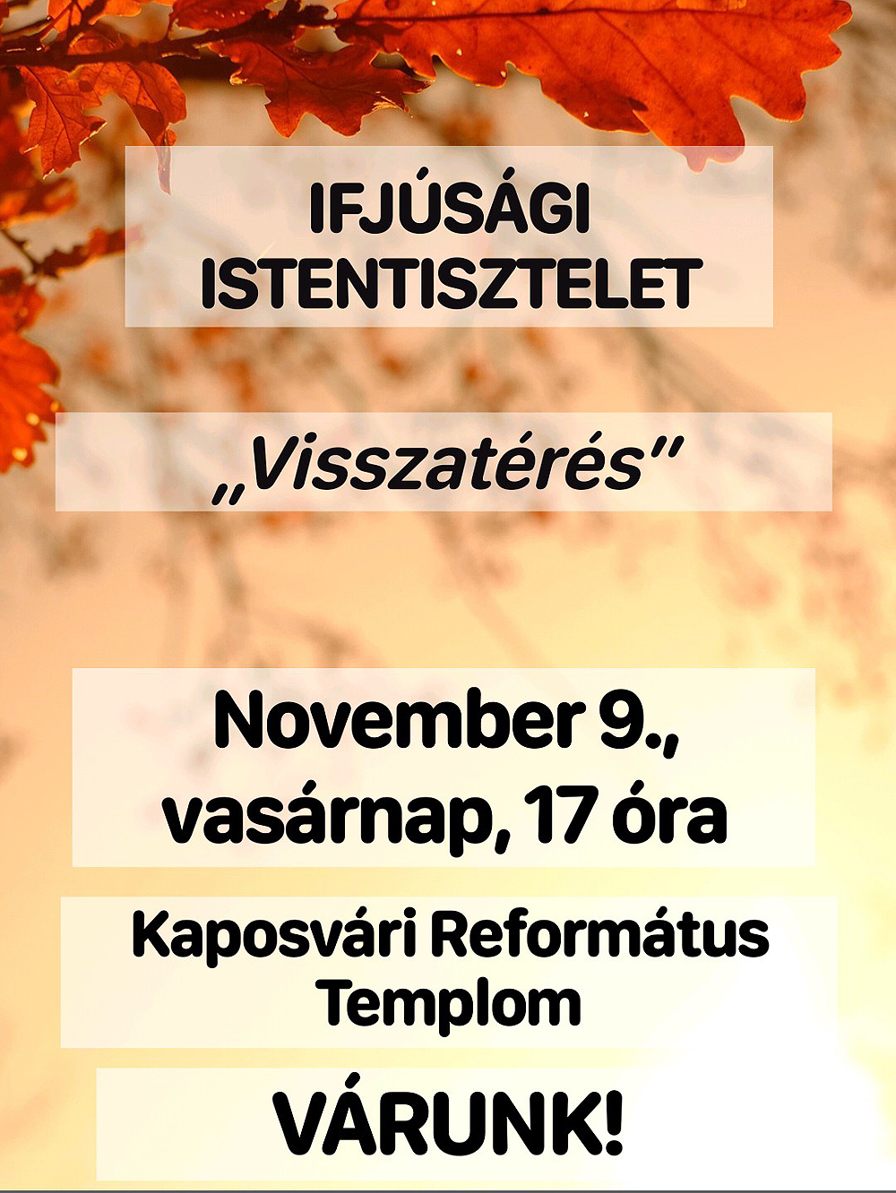 Ifjúsági istentisztelet – 2025. november 9.