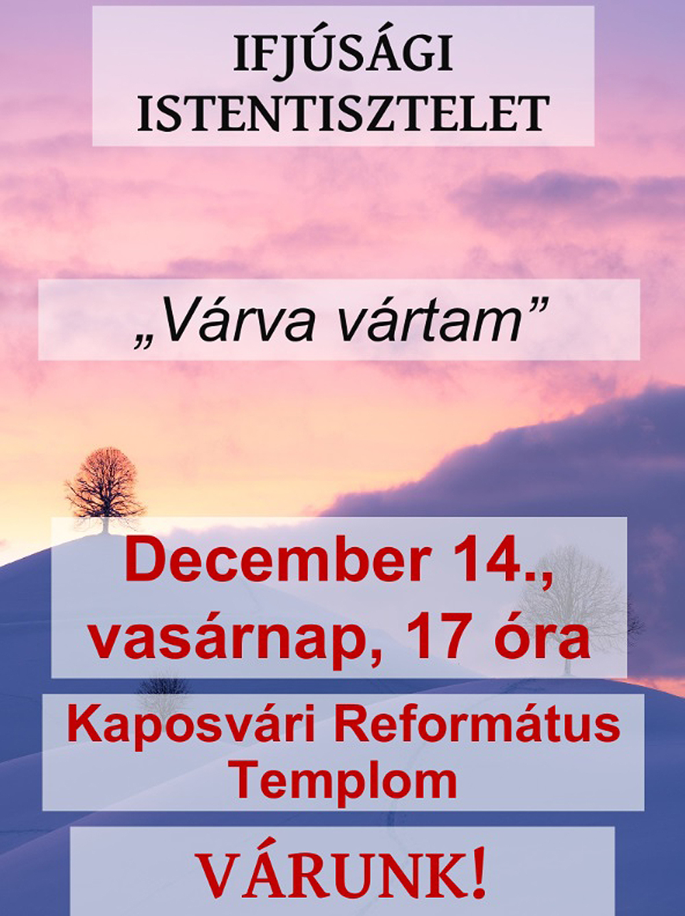 Ifjúsági istentisztelet – 2025. december 14.